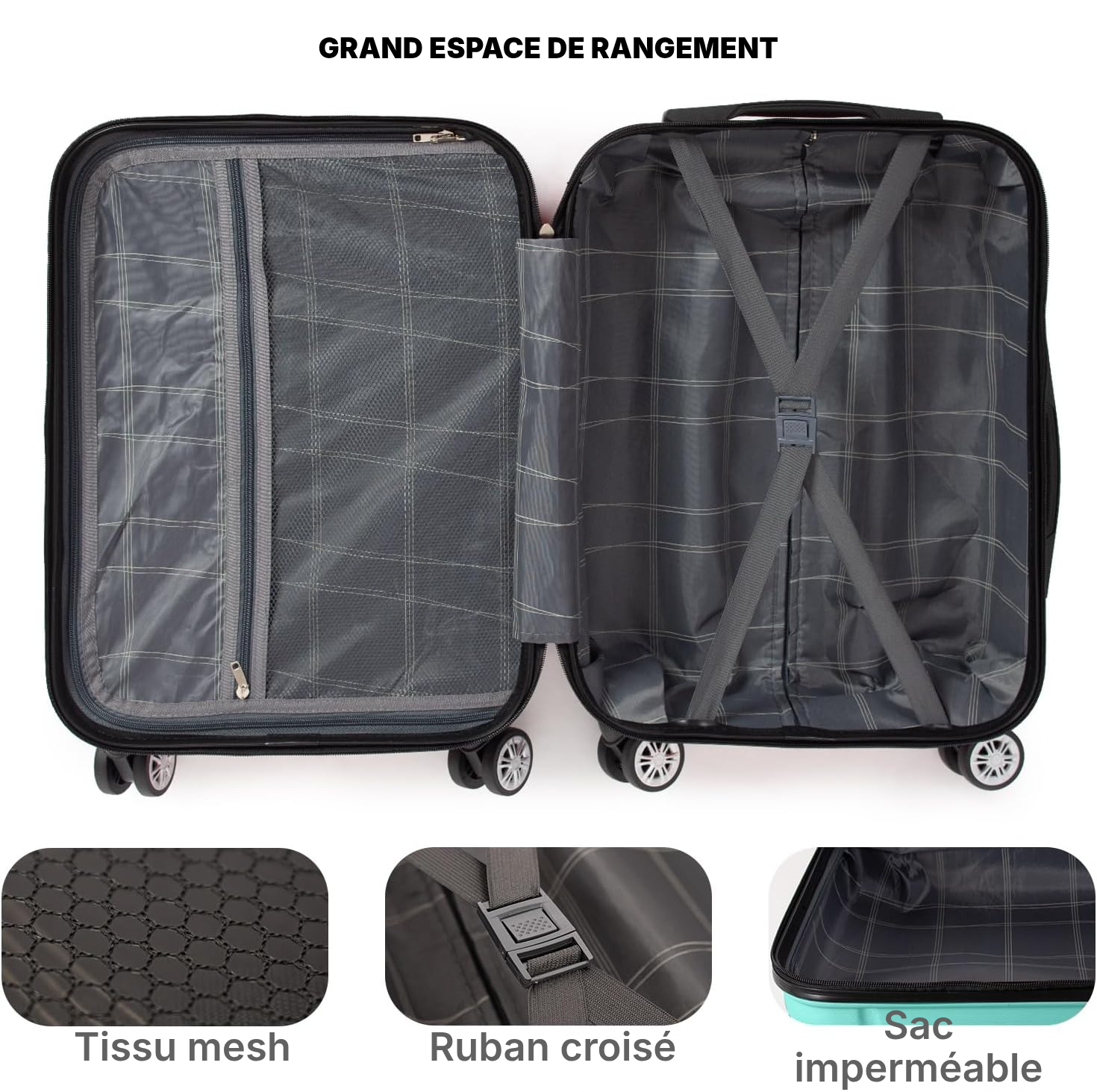 Valise rigide verte 63 × 44 × 25 cm — 2
