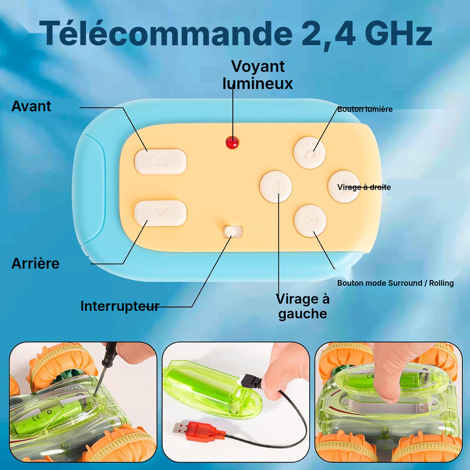 Voiture à télécommander verte — défiez le terrain — 4