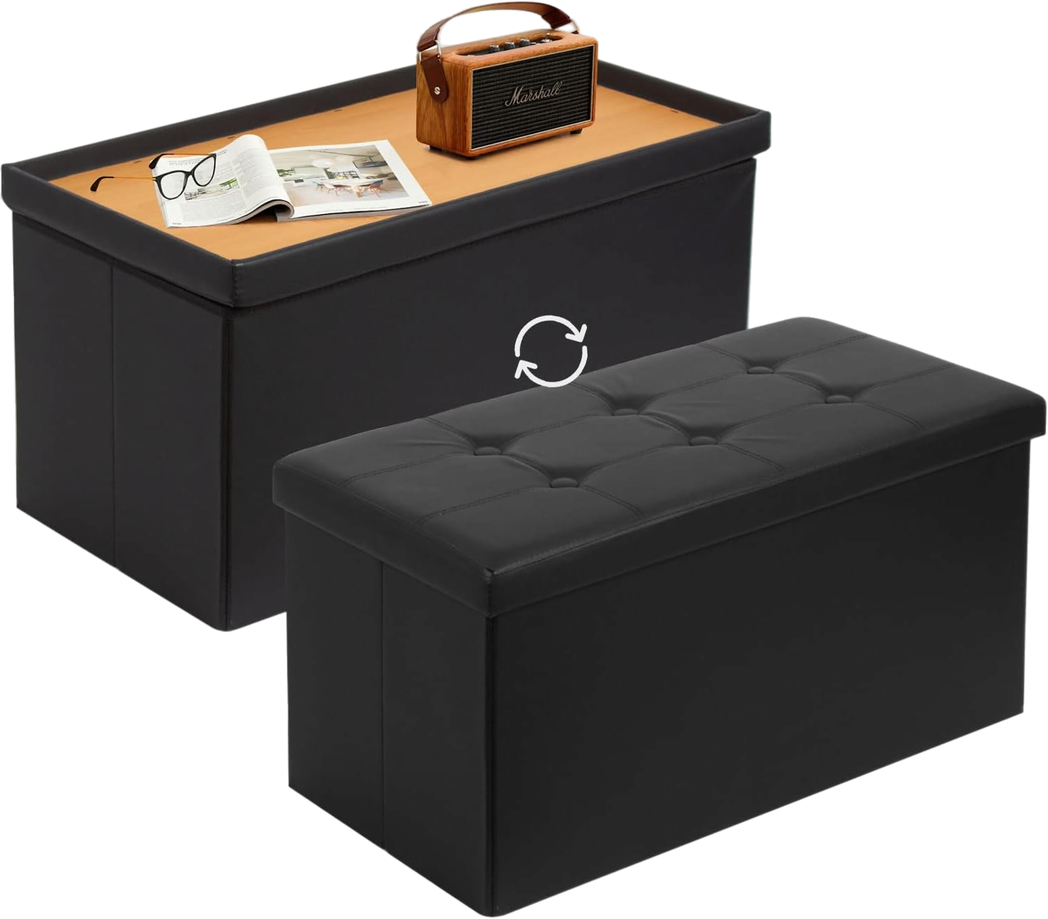Banc coffre noir — rangement et assise — 8