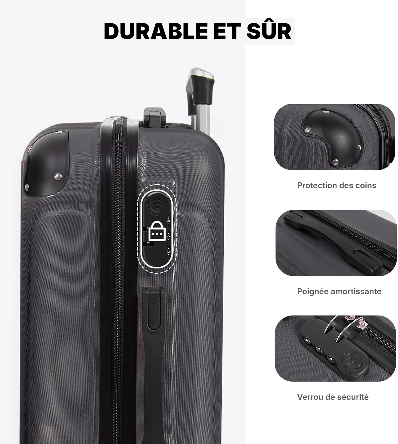 Valise pour soute gris foncé, voyage sûr — 3