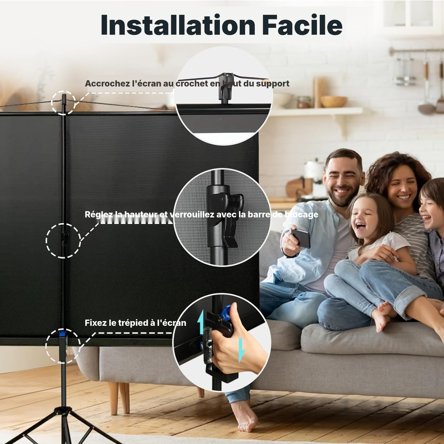 Écran pour vidéoprojecteur – 90 cm sur pied, taille 181 — 2