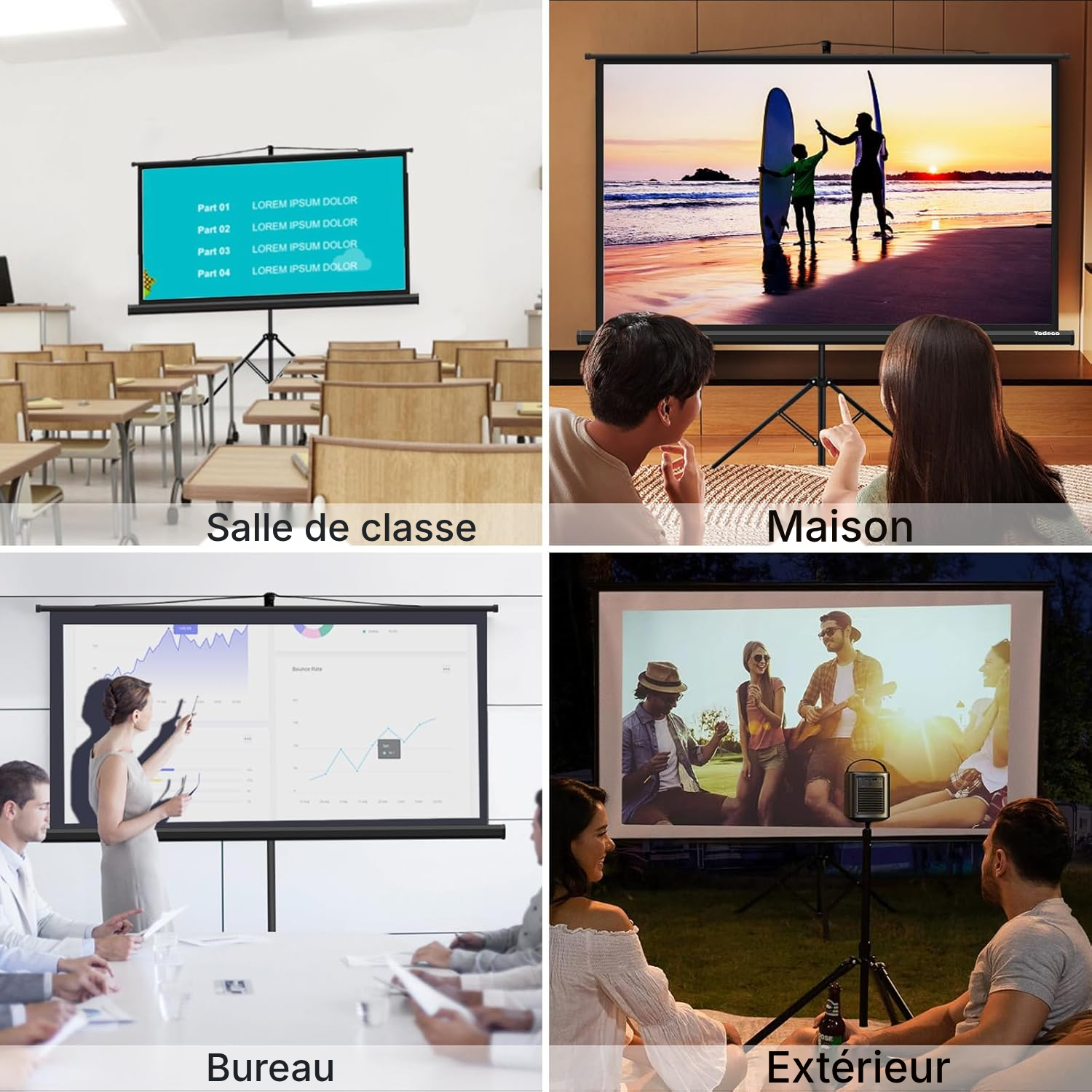 Écran pour vidéoprojecteur – 90 cm sur pied, taille 181 — 3