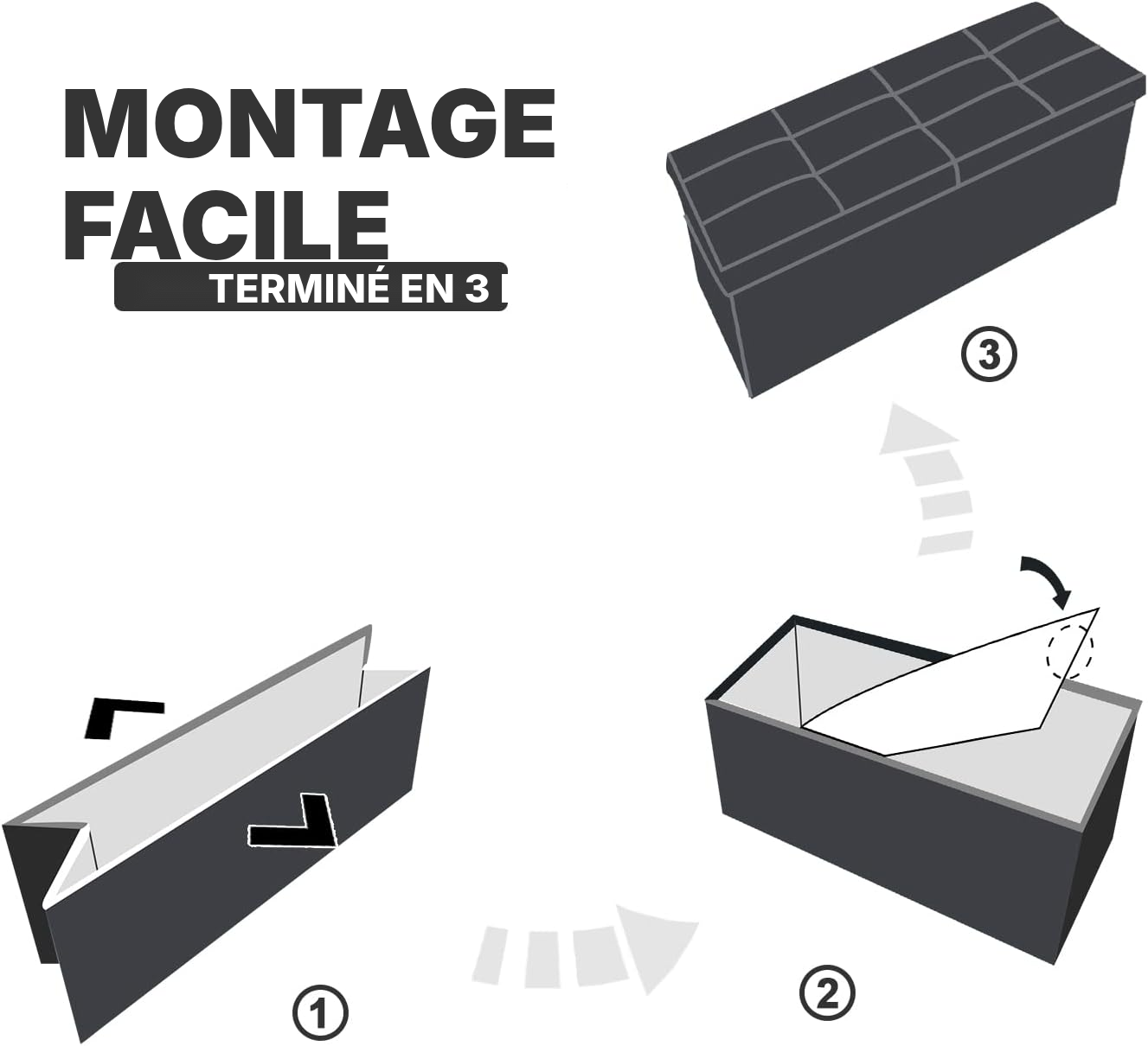 Banc coffre blanc 80 L – rangement discret — 4
