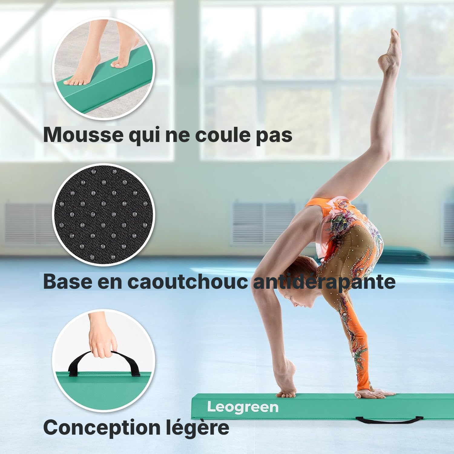Poutre de gymnastique pliable verte – 270 cm — 2