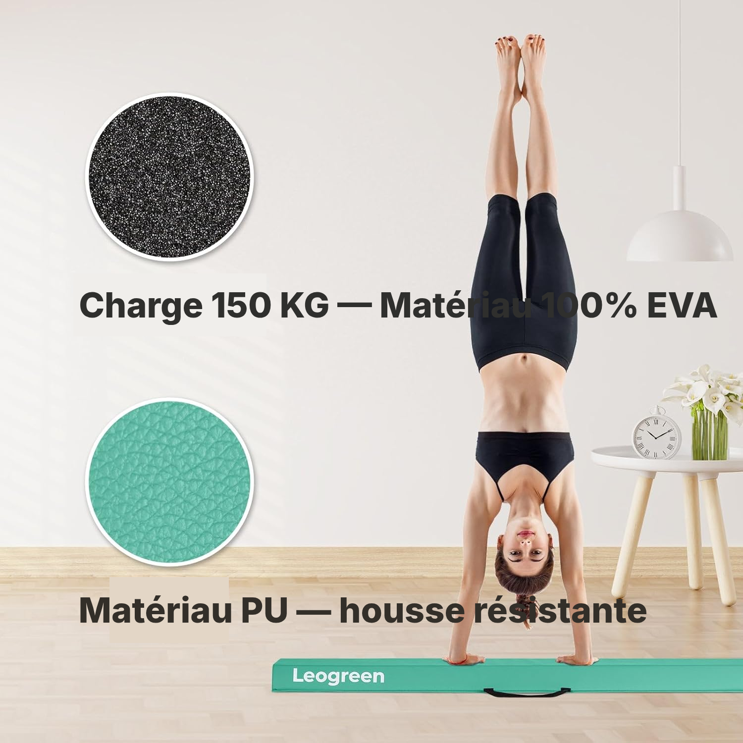 Poutre de gymnastique pliable verte – 270 cm — 3