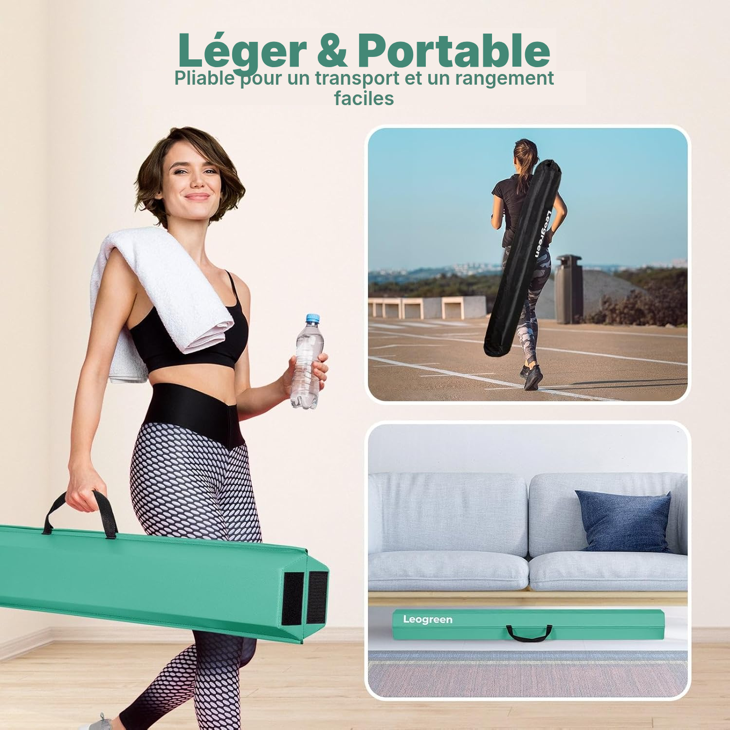 Poutre de gymnastique pliable verte – 270 cm — 4