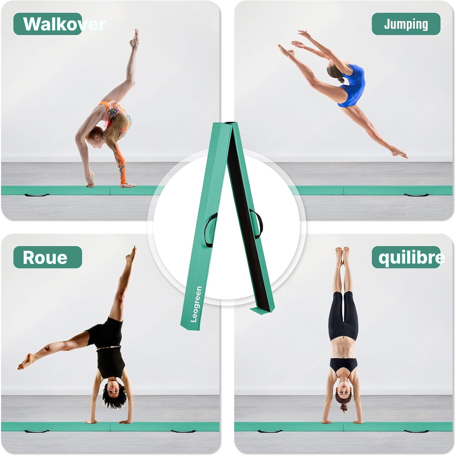 Poutre de gymnastique pliable verte – 270 cm — 6