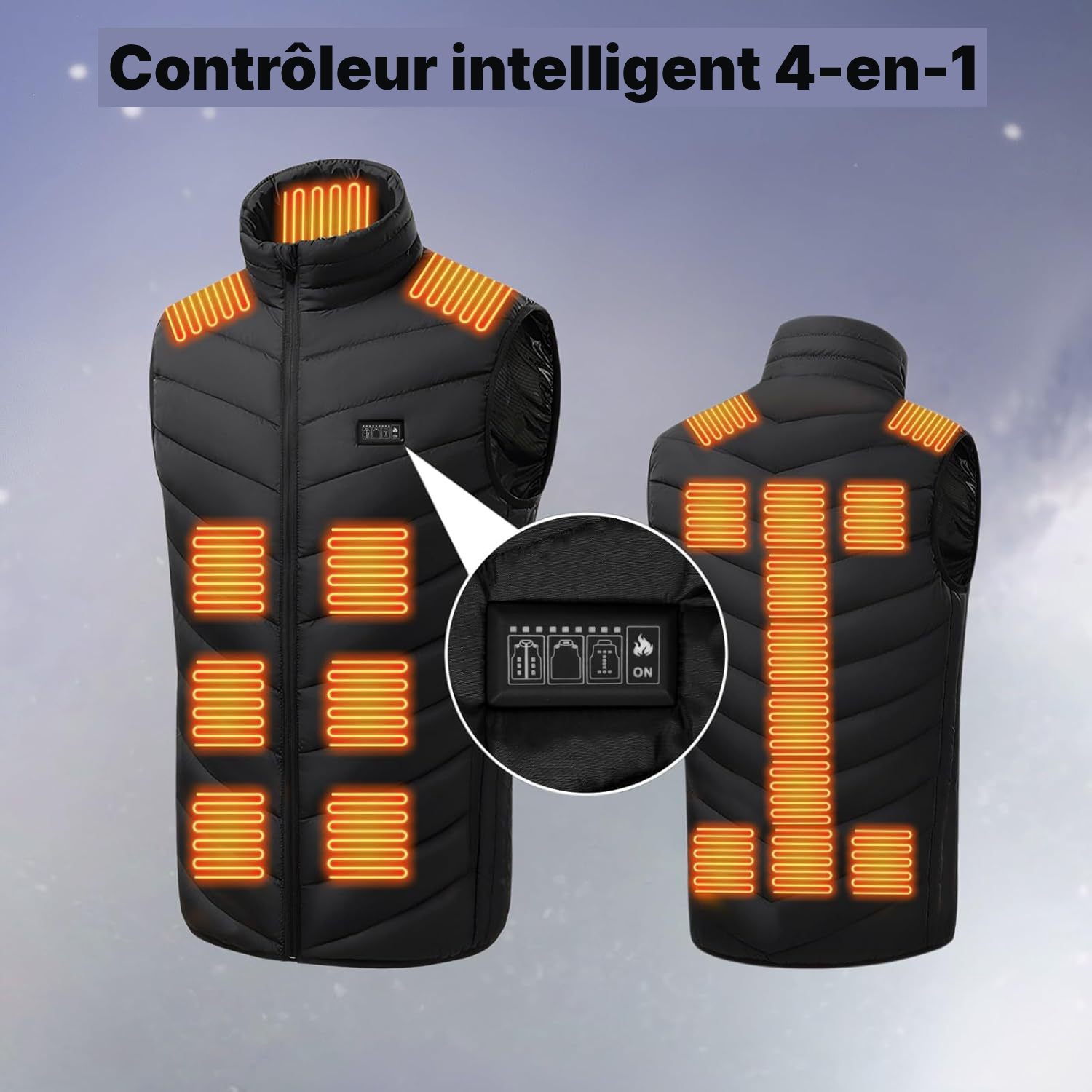 Gilet chauffant très grand, chaleur 21 zones — 2