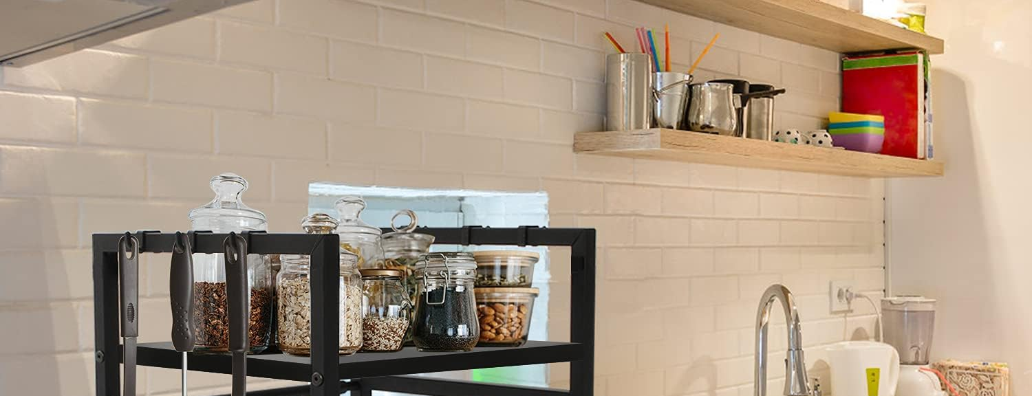 Meuble haut cuisine micro-ondes Noir extensible