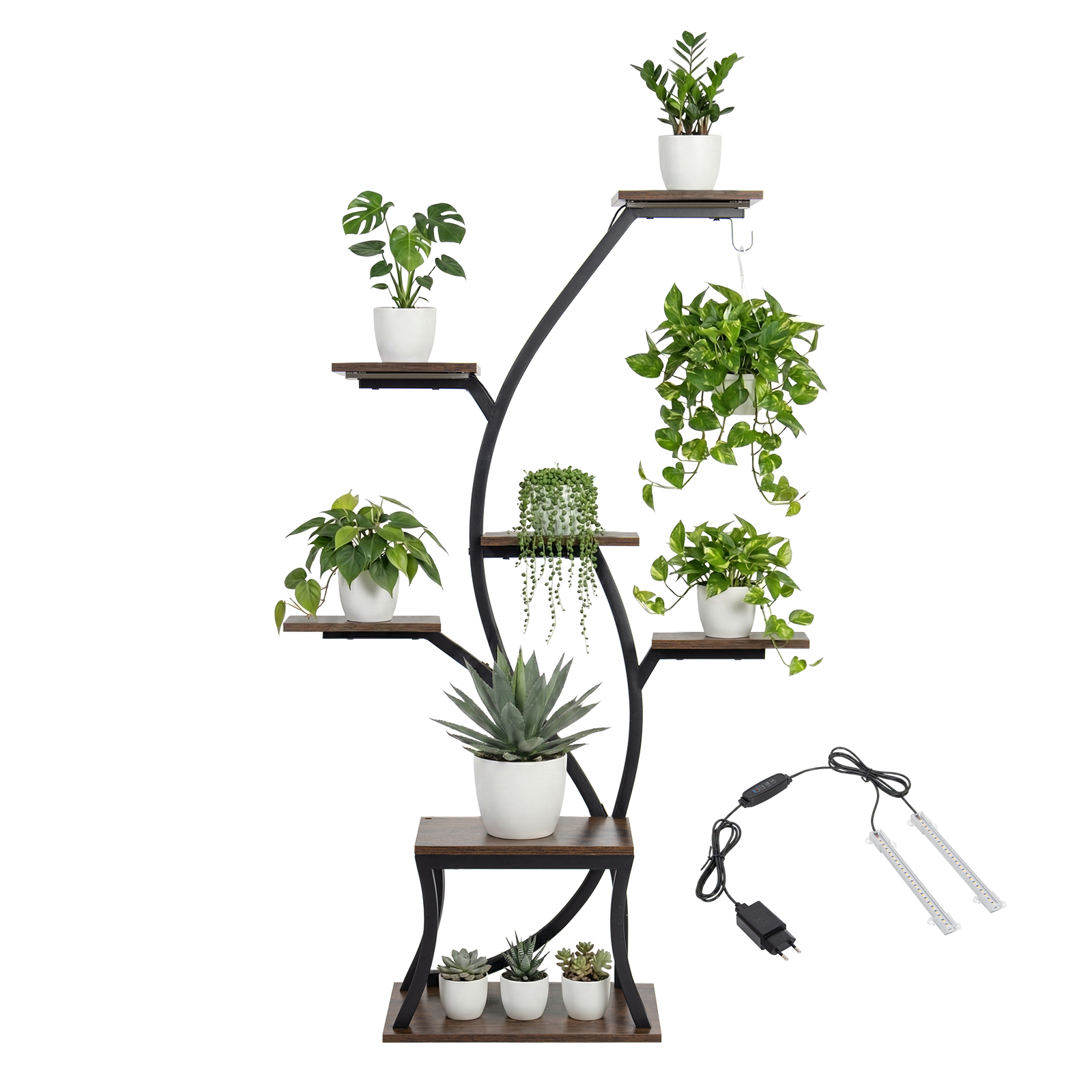 Étagère à plantes 6 niveaux avec éclairage LED