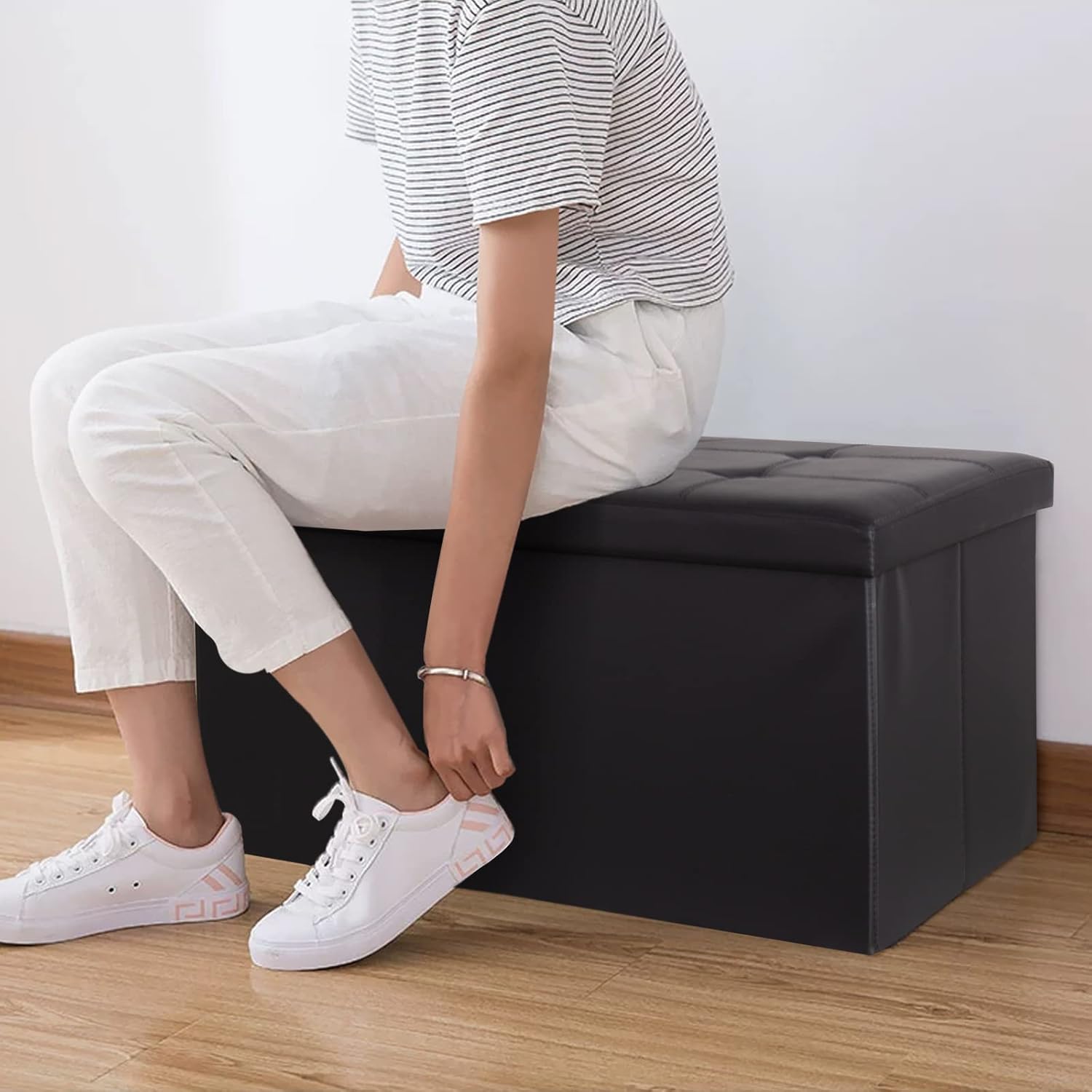 Banc coffre noir — rangement et assise — 4