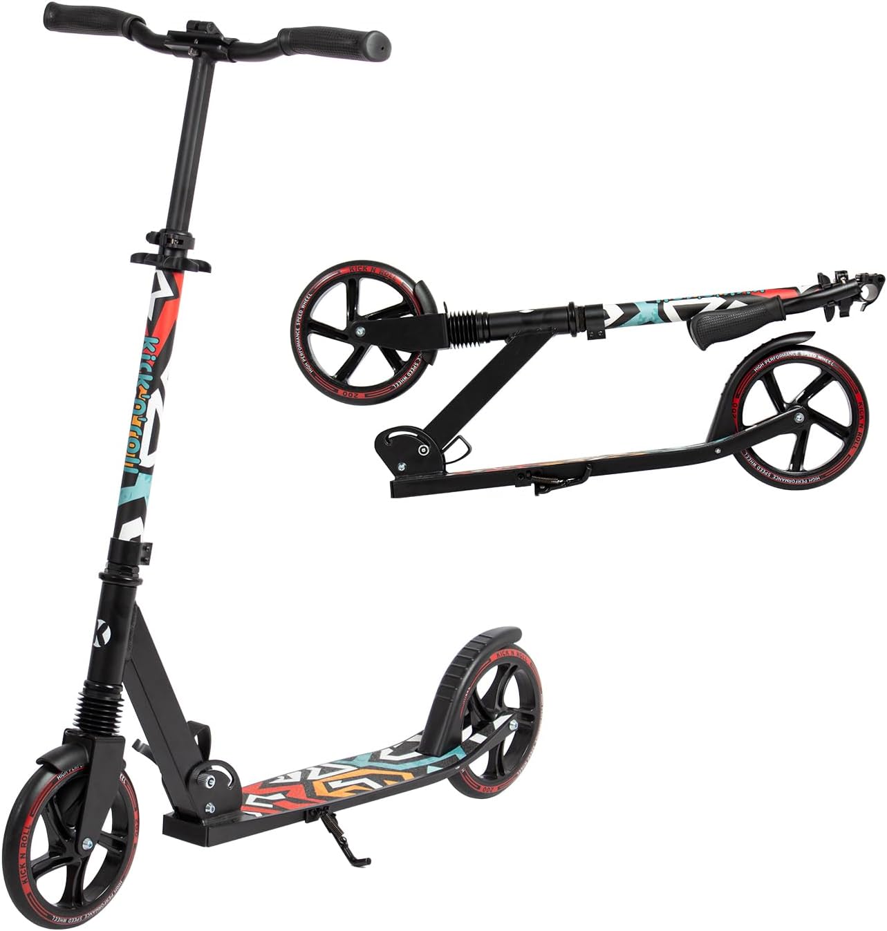 Trottinette adulte pliable noir graffiti 47 cm