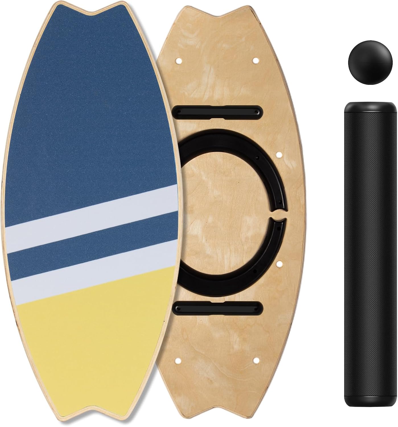Planche équilibre bois 85 cm, rayures diagonales