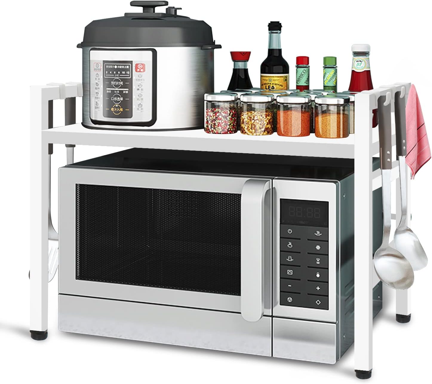 Étagère micro-ondes extensible blanche 50 × 38 × 8 cm