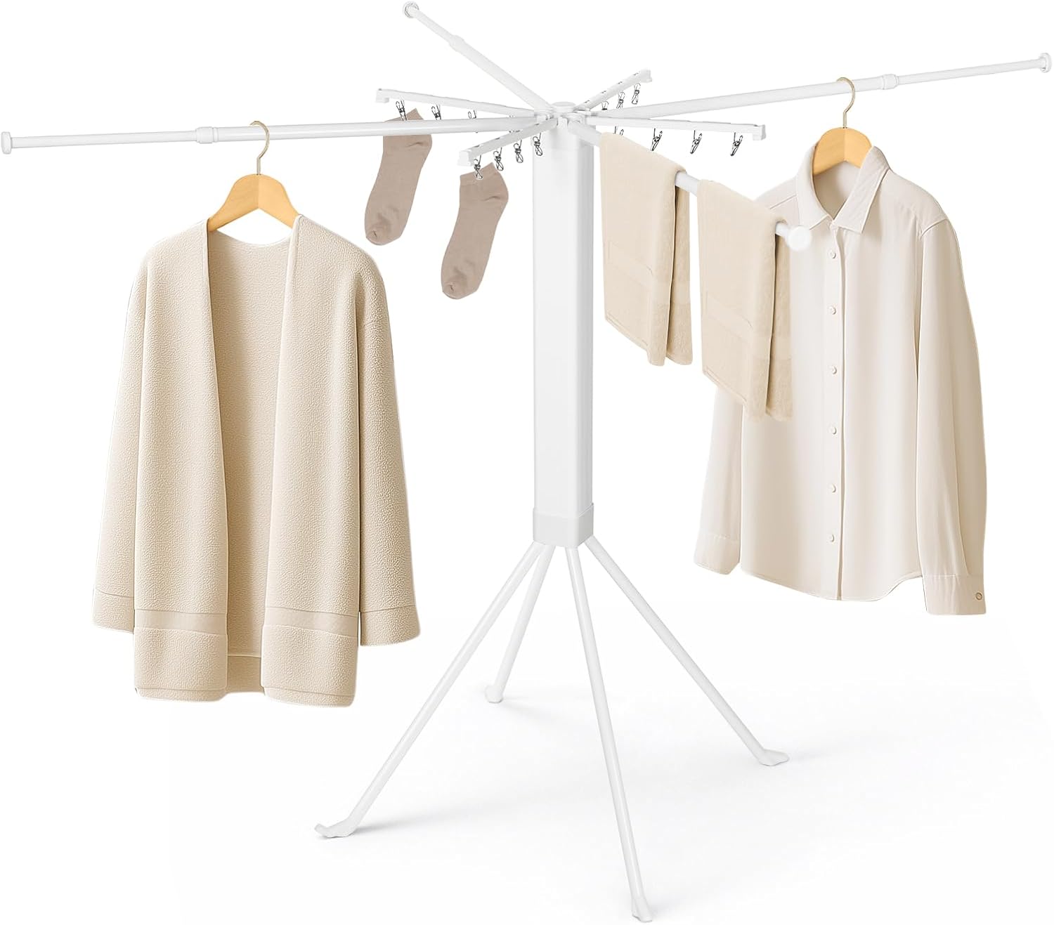 Étendoir pour linge 127 cm trépied acier + pinces