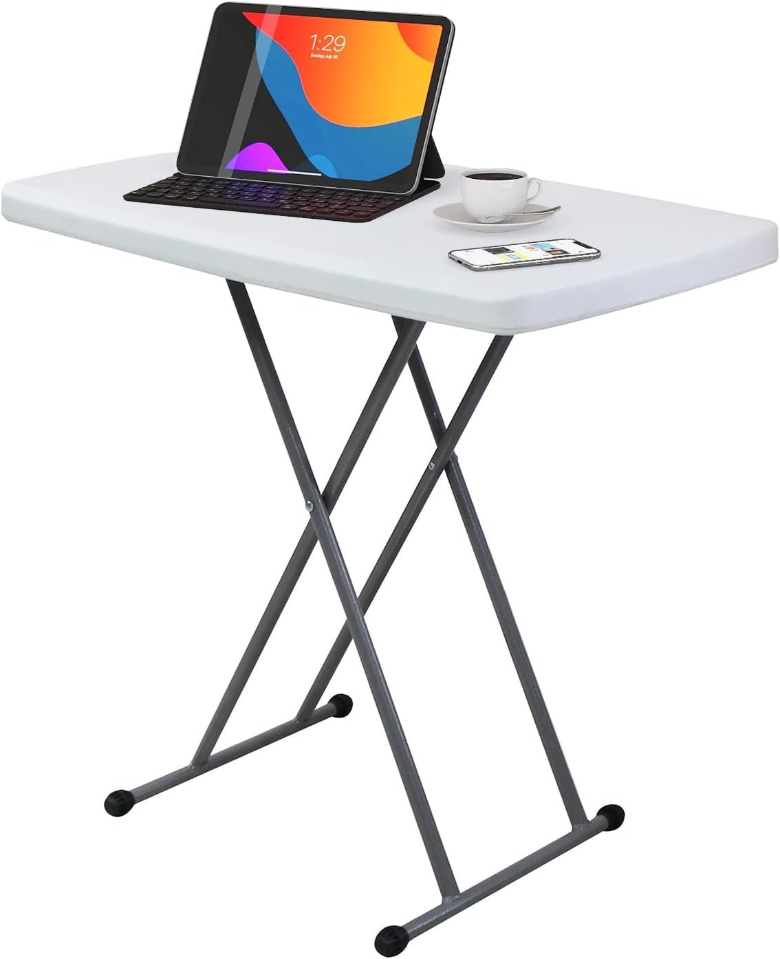 Table pliante réglable blanche 76 × 50 × 74 cm