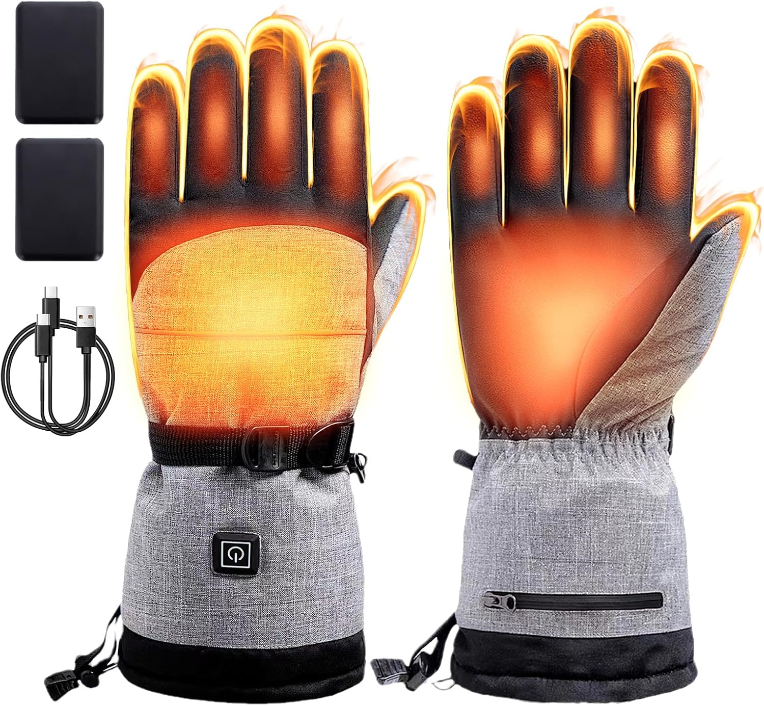 Gants chauffants Noir taille L batteries incluses