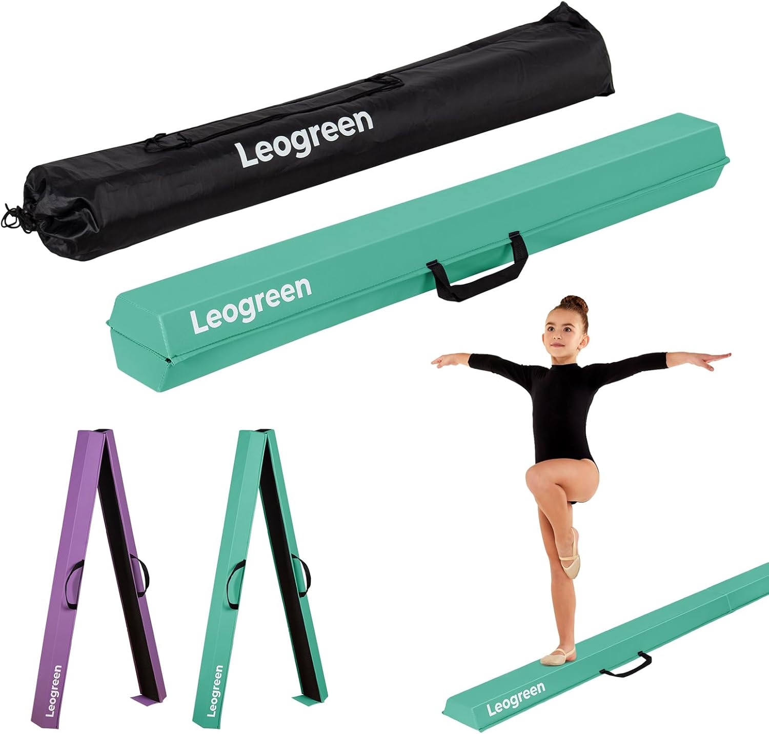 Poutre de gymnastique pliable verte – 270 cm