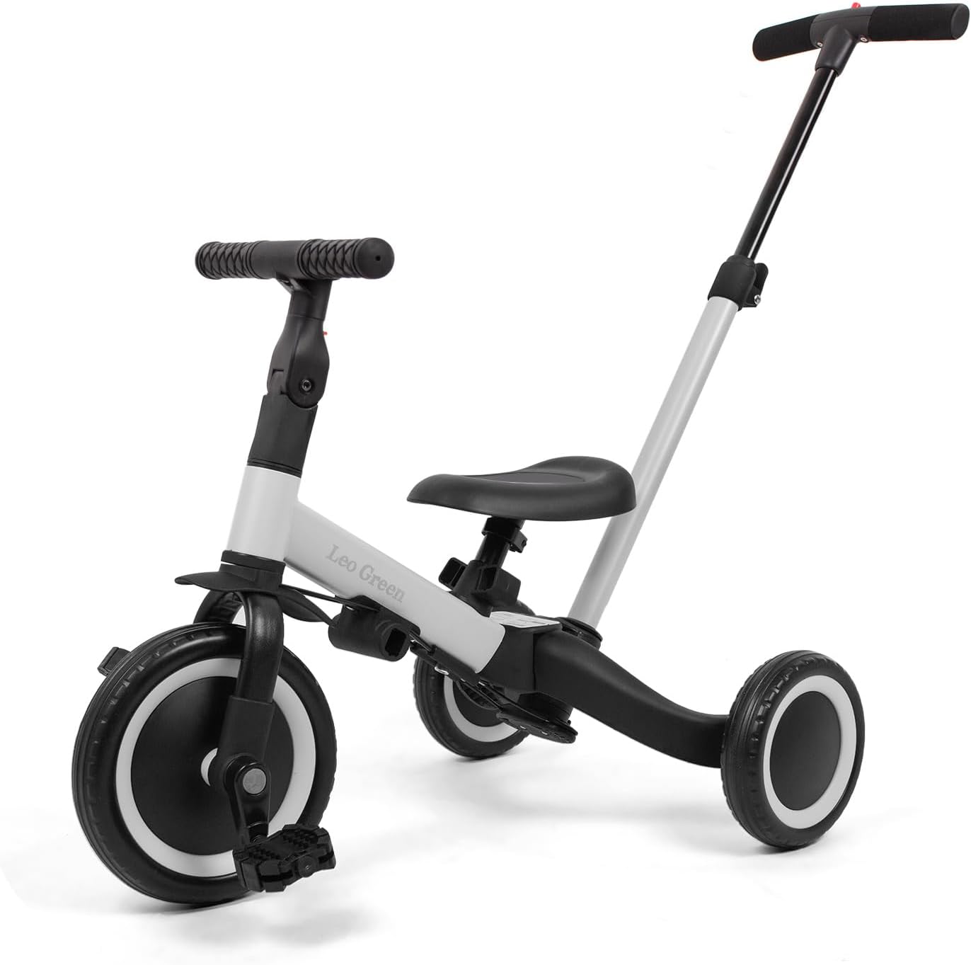 Tricycle évolutif 4-en-1 gris avec barre parentale