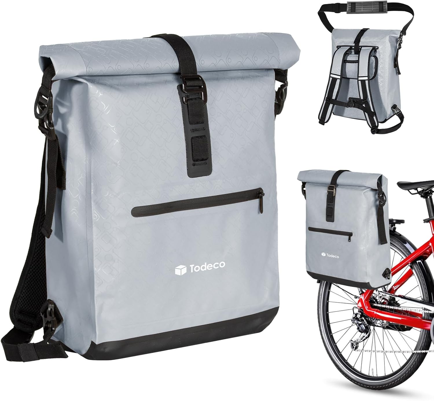 Sac à vélo 3-en-1 noir étanche 20 à 24 L
