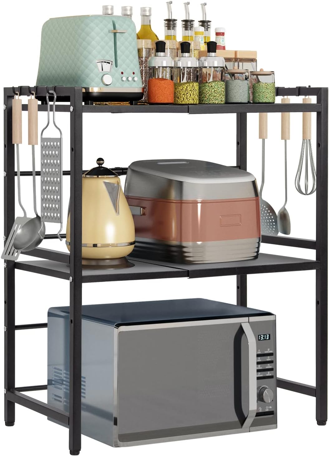Meuble de cuisine extensible noir, 3 niveaux