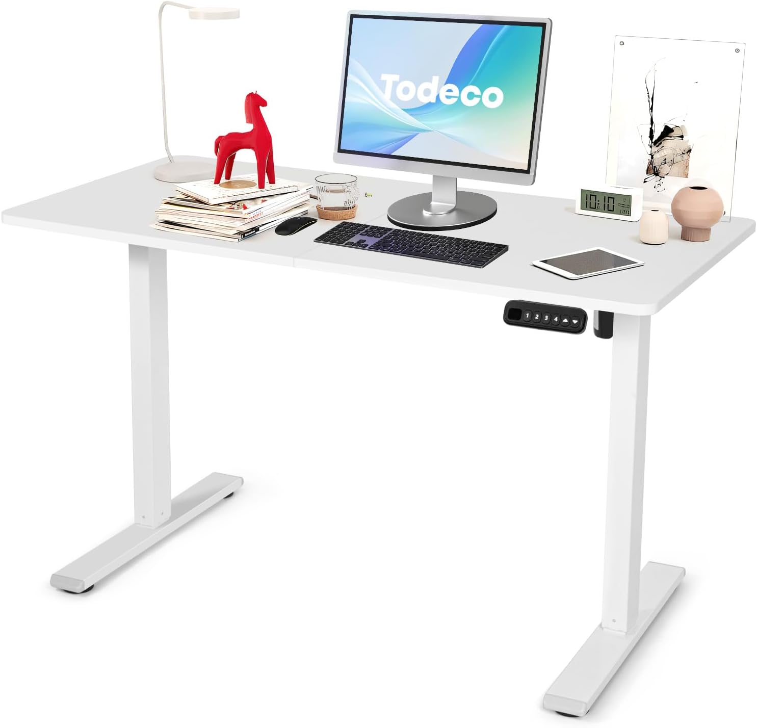 Bureau gaming blanc assis-debout électrique 70-115 cm