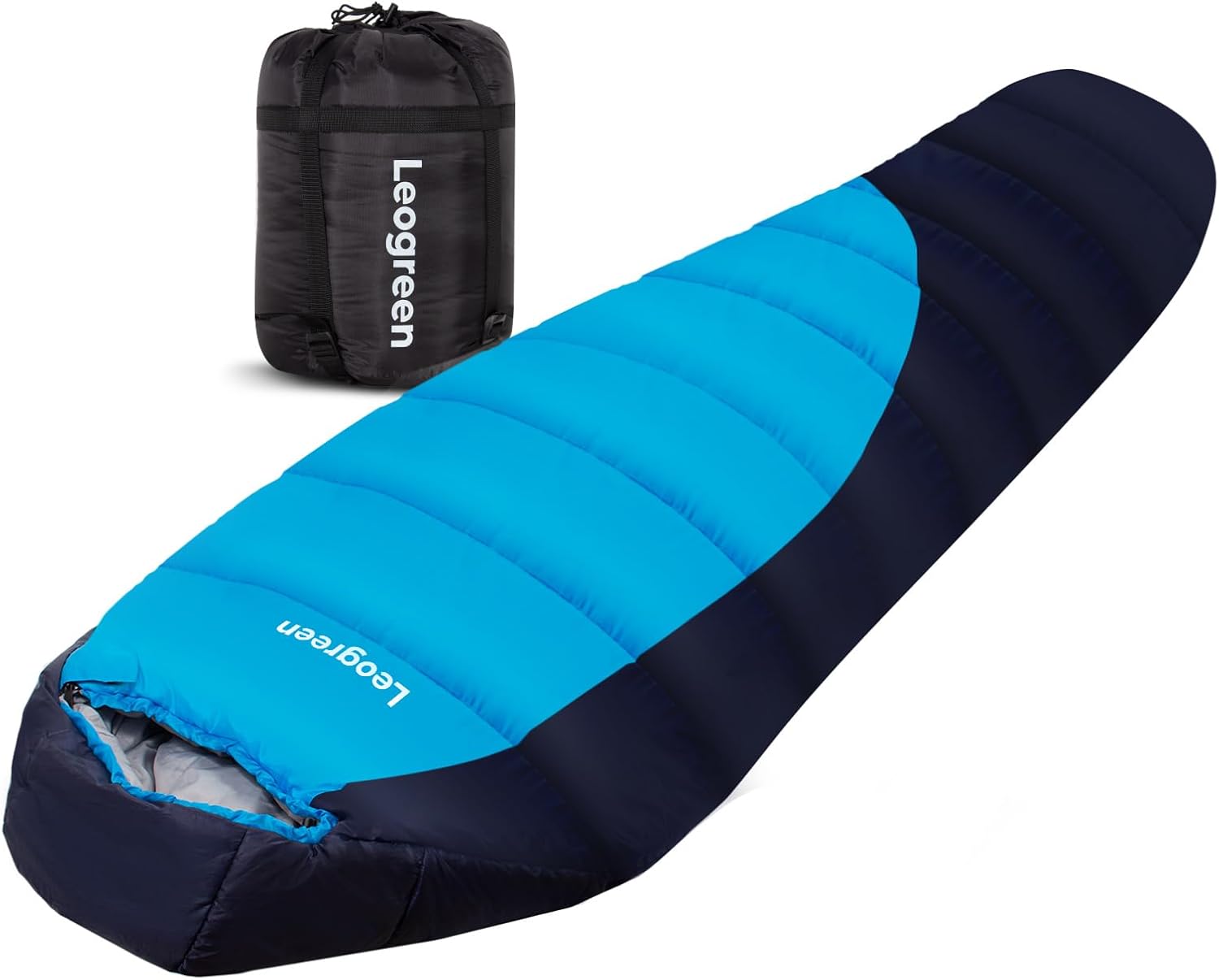 Sac de couchage momie 210 × 80 × 35 cm — bleu foncé